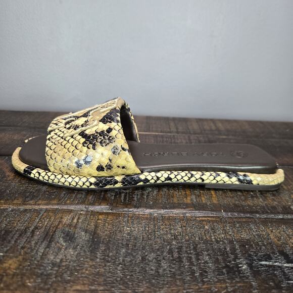 NEW Tory Burch Double T Sport Slides Womens Size 6 Sandals Flip Flops Snakeskin - Picture 7 of 12